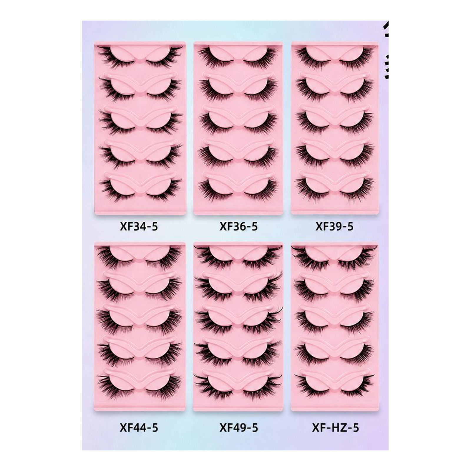 Five-Pair Fox-Eye Half Lash Set