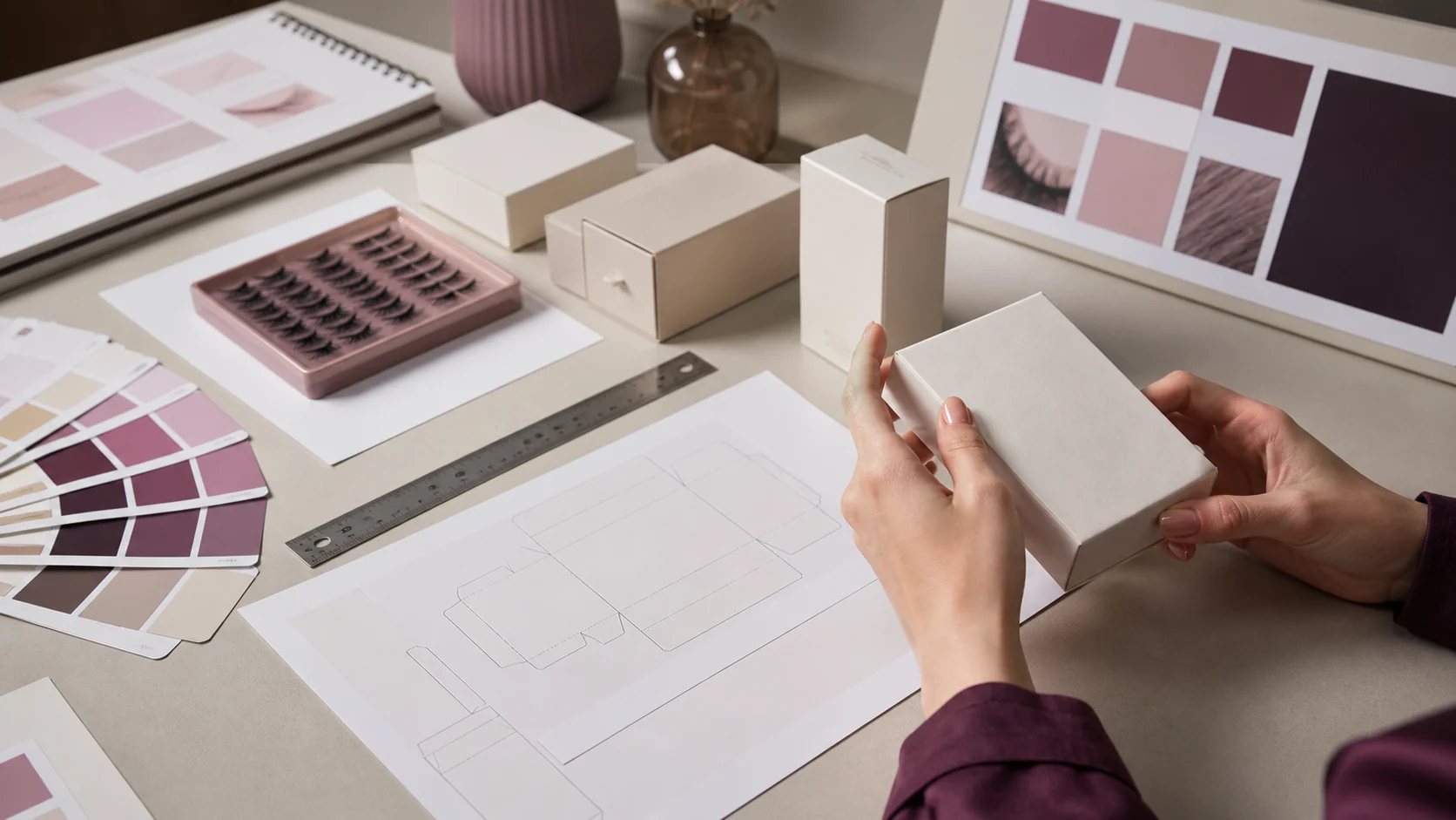 Editorial visual of private-label packaging and OEM brief preparation